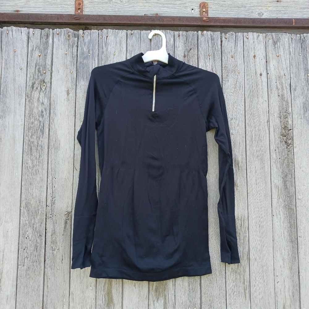 ZYIA Active Black Performance 1/4 Zip Long Sleeve Top Women's Sz M Thumb Holes
